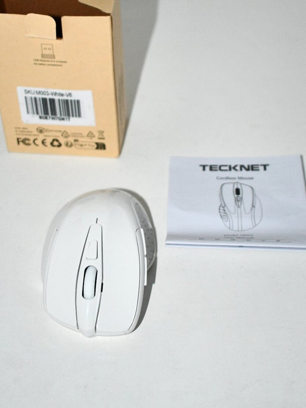 TECKNET Wireless Mouse Rechargeable, 2.4G, USB Receiver, 4800 DPI, White, NWT